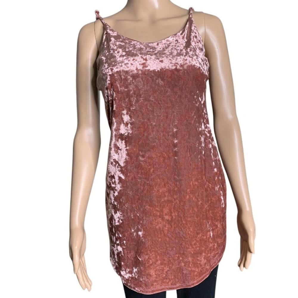 Forever 21 Women's Size Small Tank Top Adjustable Spaghetti Straps Pink Velour